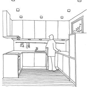 Grafik Blick in eine Einbauküche